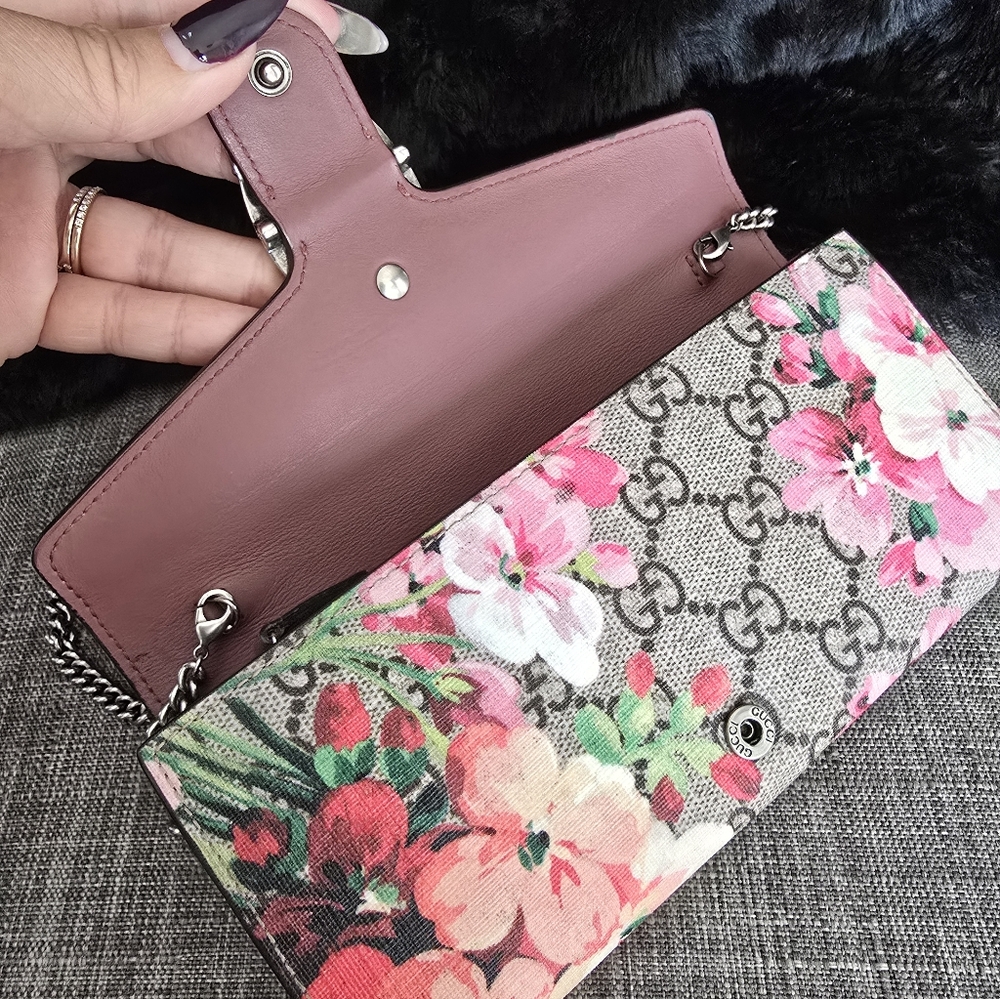 Authentic Gucci Dionysus Wallet On Chain  Blooms Floral Print GG Coated Canvas - Picture 10 of 16